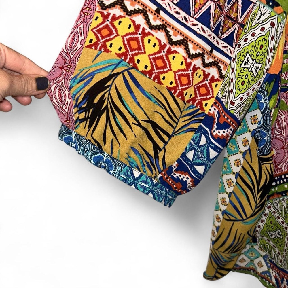 Cynthia Rowley Multicolor Patchwork Button Down S… - image 3